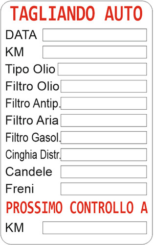 Adesivo pezzi tagliando - pezzi,